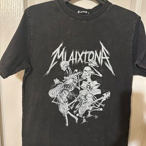 Black Graphic T-Shirt with Skeleton Design